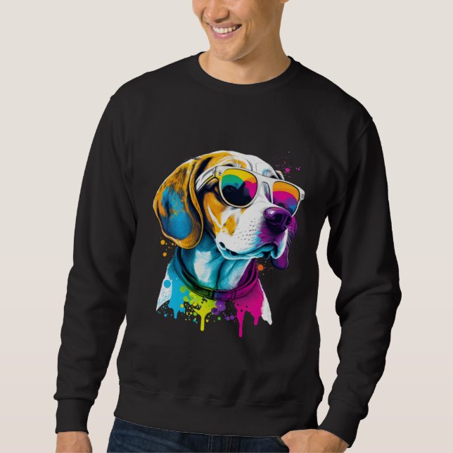Colorful Beagle Pop Dog Dad Mom Dog   1 Sweatshirt (Front)