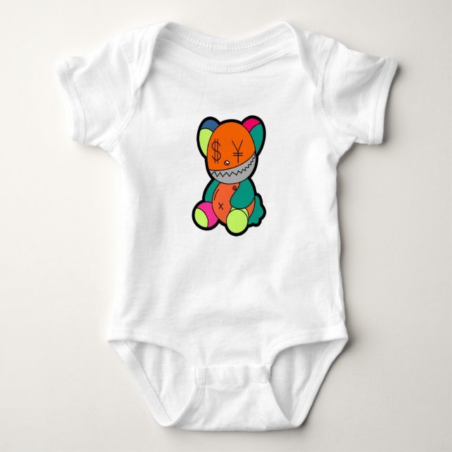 Colorful bear baby bodysuit (Front)