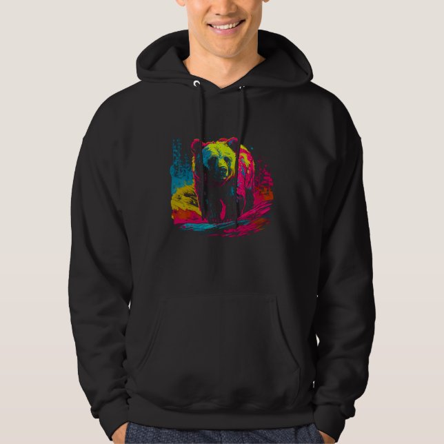 Colorful Bear Face Spirit Animal Hoodie (Front)