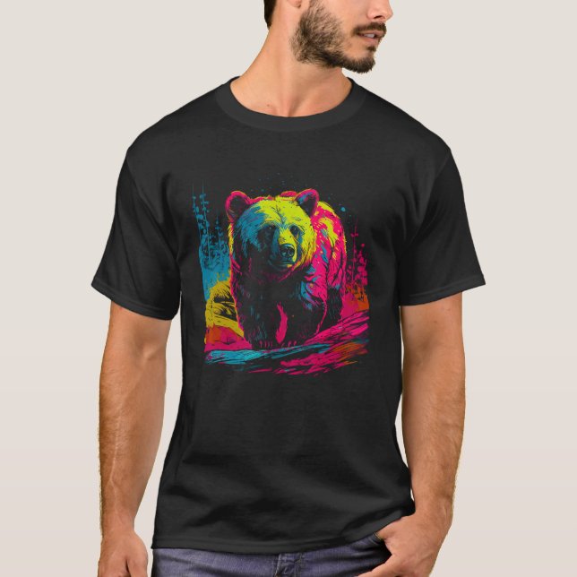 Colorful Bear Face Spirit Animal T-Shirt (Front)
