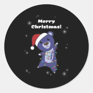 Colorful Bears Merry Christmas Winter Animals Bear Classic Round Sticker