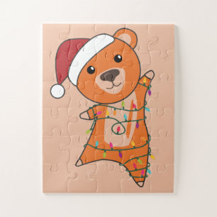 Colorful Bears Merry Christmas Winter Animals Bear Jigsaw Puzzle