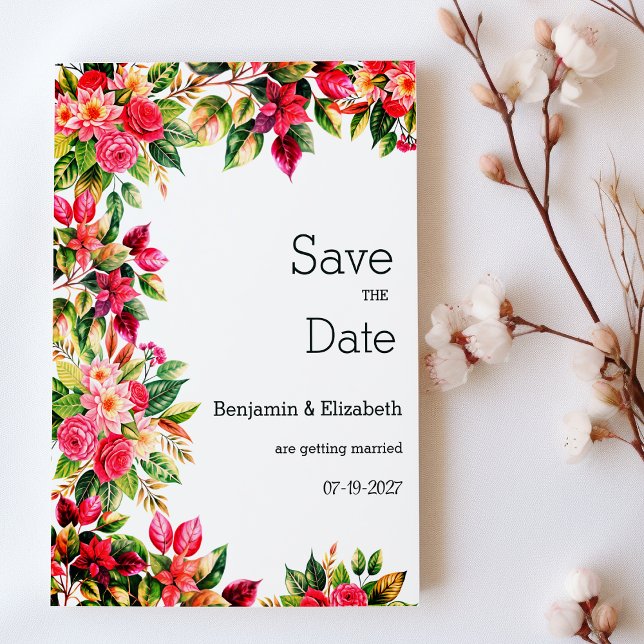 Colorful beautiful country floral Save the Date Invitation (Colorful beautiful country floral Save the Date)