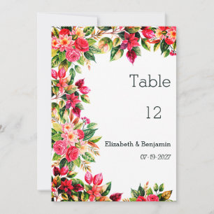 Colorful beautiful country floral Table Numbers