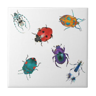 Colorful beetles ceramic tile