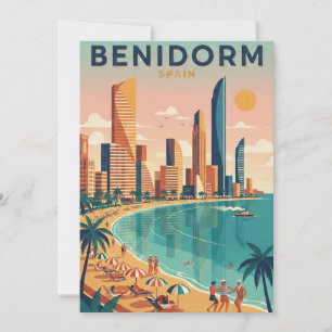 Colorful Benidorm Spain Costa Blanca Illustration Card