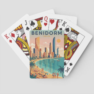Colorful Benidorm Spain Costa Blanca Illustration Playing Cards
