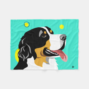 Colorful Bernese Mountain Dog Fleece Blanket
