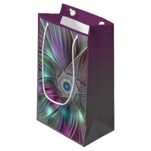 Colorful Big Flower Abstract Trippy Fractal Art Small Gift Bag