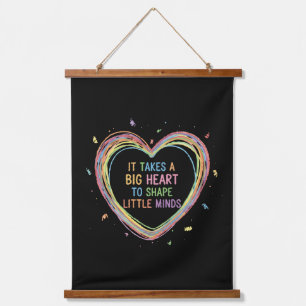 Colorful 'Big Heart Little Minds' Teacher Apprecia Hanging Tapestry