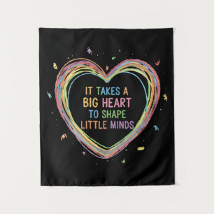 Colorful 'Big Heart Little Minds' Teacher Apprecia Tapestry