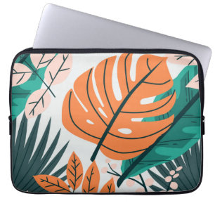 Colorful Big Tropical Leaves Botanical Art Laptop Sleeve