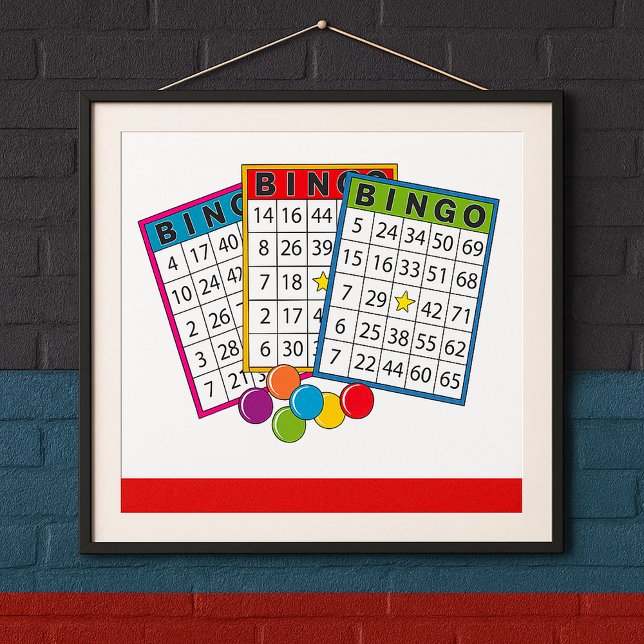 Colorful Bingo Game Cards with Chips Poster (Creator Uploaded)