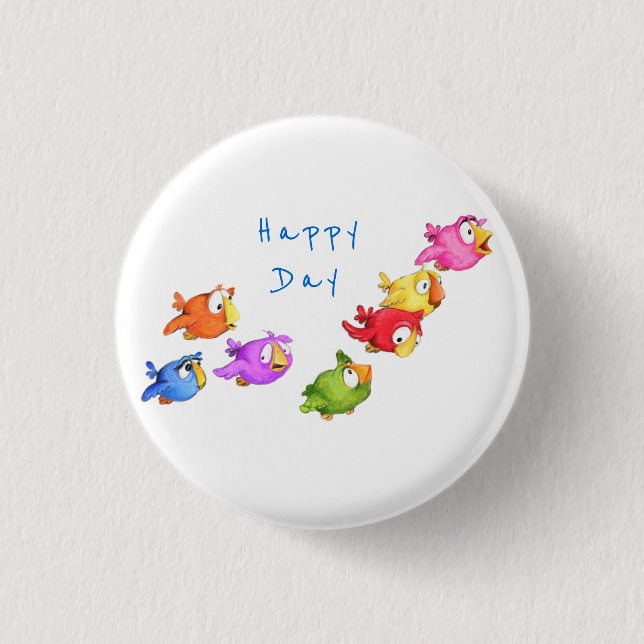 Colorful Birds Button (Front)