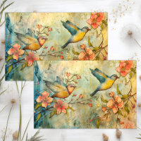 COLORFUL BIRDS MIXED MEDIA DECOUPAGE