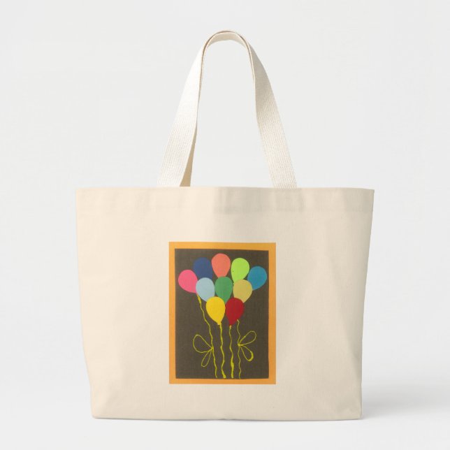 Colorful Birthday Balloons Graphic Art Design Large Tote Bag (Front)