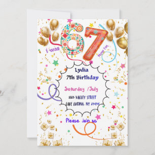 Colorful Birthday Invitation for Girls a d kids