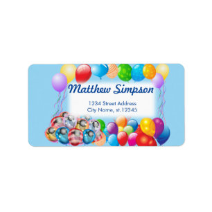 Colorful Birthday Party Balloons Label