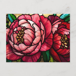Colorful Blooming Peony Flowers  Postcard