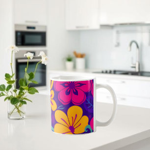 Colorful Blooms-Dopamine Style-Retro Flowers Coffee Mug