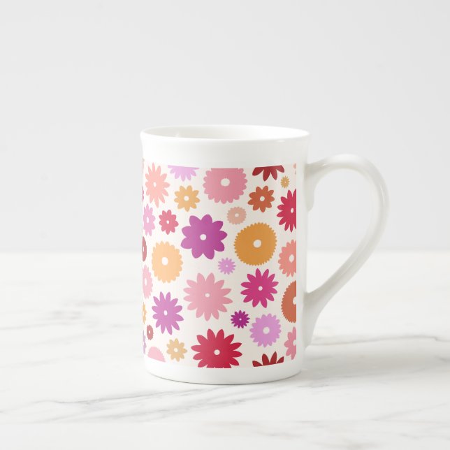 Colorful Blooms Pattern Bone China Mug (Right)