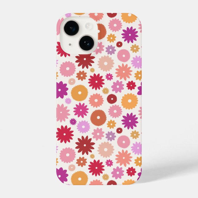 Colorful Blooms Repeat Pattern iPhone Case (Back)