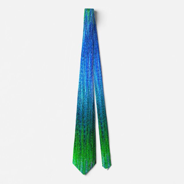 Colorful blue and green design tie (Front)