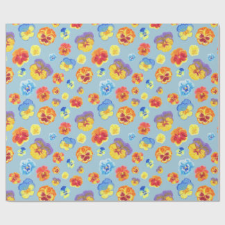 Colorful Blue Pansy Gift Wrapping Paper