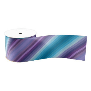 Colorful Blue Purple Fashion Show Inspired Stripes Grosgrain Ribbon