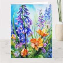 Colorful Bluebell Flowers  Card