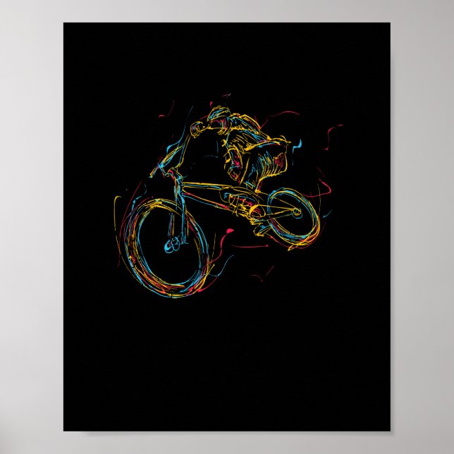 Colorful BMX art bike motocross freestyle bike Poster (Front)