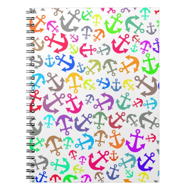 Colorful Boat Anchor Pattern Notebook (Front)