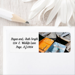 Colorful Boats on the dock Return Address Label