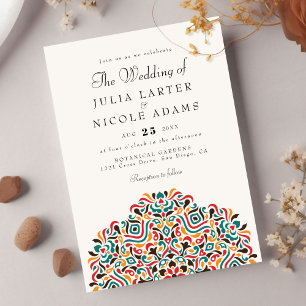 Colorful Boho Ethnic Botanical Accent Mandala Invitation