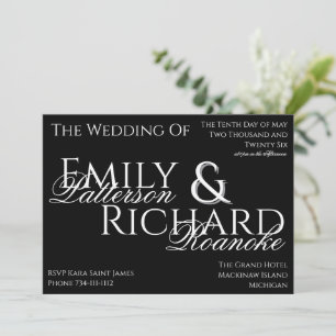 Colorful Boho Minimalist Black & White Chic Invitation