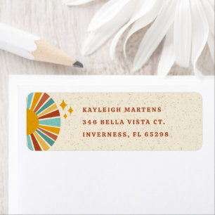 Colorful Boho Retro Sun Return Address Label