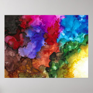 Colorful , Bold and Vivid abstract 24"x1 8" Print