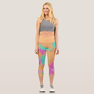 Colorful Bold Modern Artist Pattern Capri Leggings