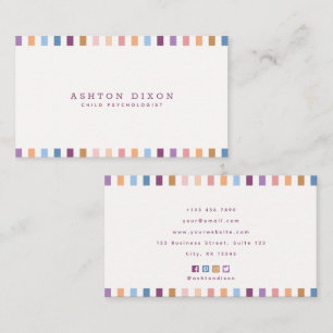 Colorful Border Child Psychologist Professional Business Card