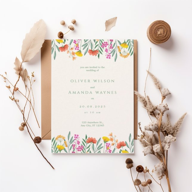Colorful Botanical Frame Wedding Invitation (Creator Uploaded)
