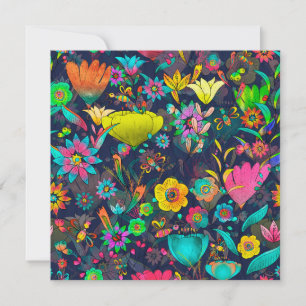 Colorful botanical pattern thank you card