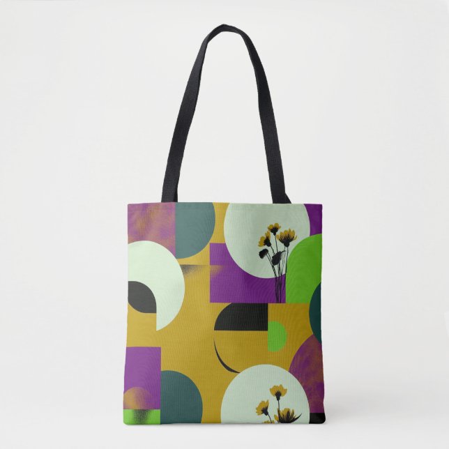 Colorful Botanical Shapes Tote Bag – Playful Flora (Front)