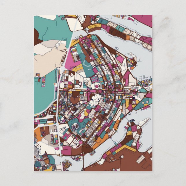 Colorful Brasilia Map Postcard (Front)