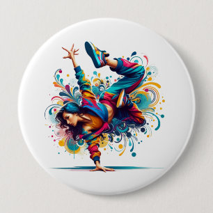 Colorful Breakdance Girl Art 10 Cm Round Badge