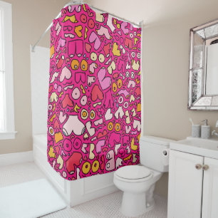 colorful breast pattern stone coaster shower curtain