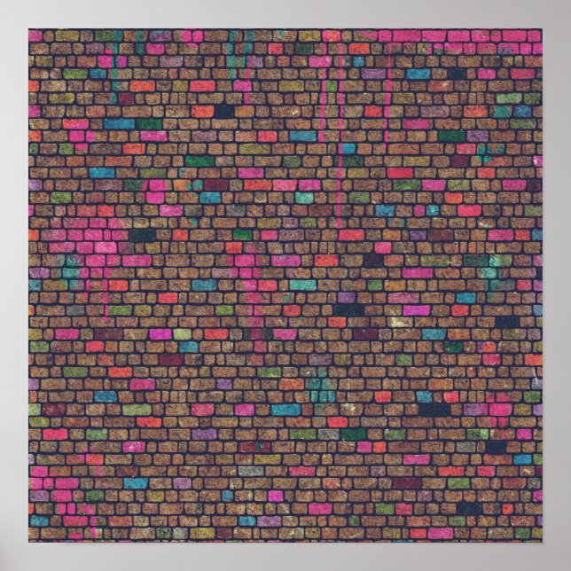 Colorful Brick Wall Texture Poster (Front)
