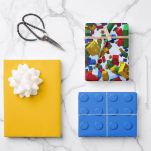 Colorful Bricks Building Blocks Wrapping Paper Sheet