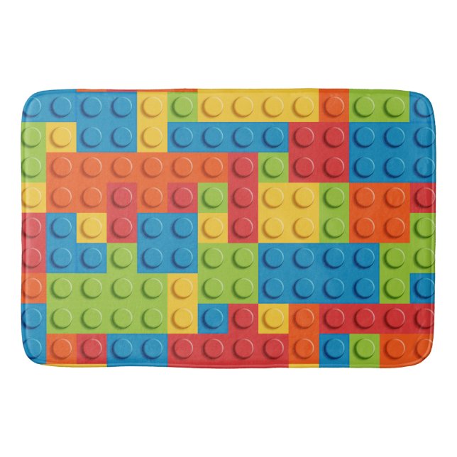 Colorful bricks kids pattern bath mat (Front)