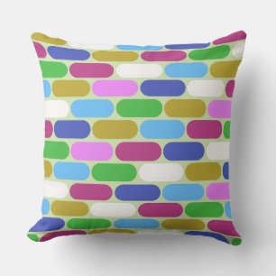 Colorful Bricks Stadium Cream Color Wall on  Cushion