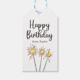 Colorful Bright Candles Sparkles Happy Birthday  Gift Tags